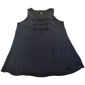 Paper tee black see though tank top/ Sleeveless blouse size XL